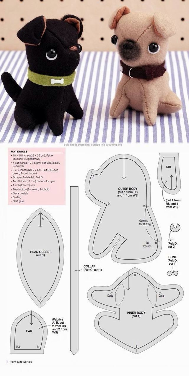 Pug Plush Pattern Cute Sewing Pattern Printable with Template Free Printable Stuffed Dog Pattern