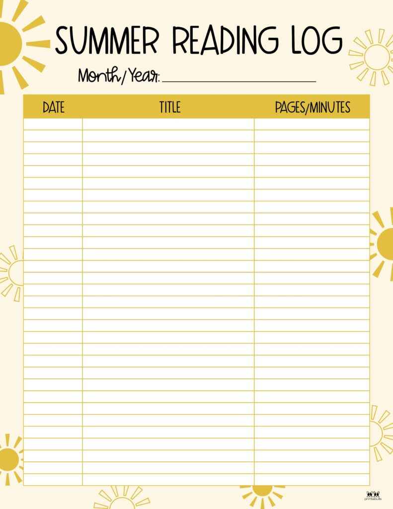 Reading Logs - 21 Free Printables | Printabulls within Summer Reading Log For Kids Printable