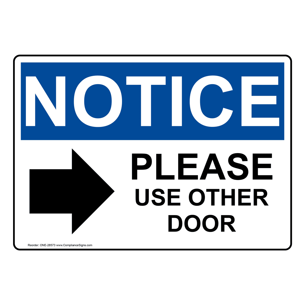 Rectangle White Please Use Other Door Sign - Osha intended for Please Use Other Door Printable Sign