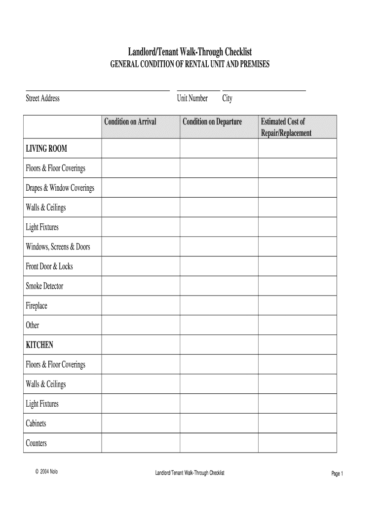 Rental Unit Walk Through Checklist Form - Fill Online, Printable with regard to Printable Home Walk Through Checklist