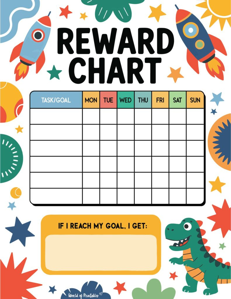Rewards Chart Printable - 20+ Free Templates! - World Of Printables with Sticker Chart Printable Free