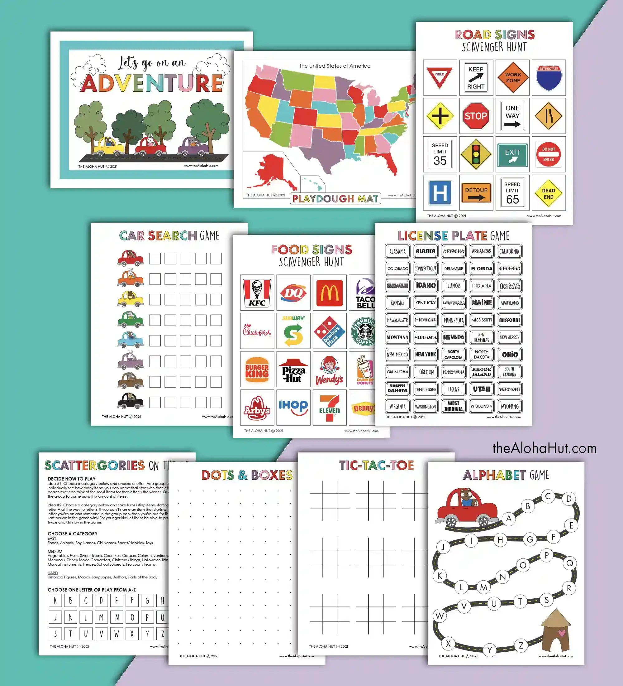 Road Trip Activities & Games Kit For Kids - The Aloha Hut within 40 Free Printable Road Trip Activities