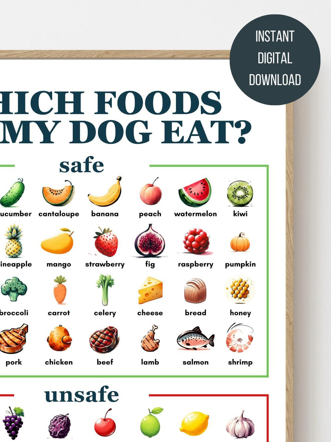 Safe Foods For Dogs Digital Download Dog Friendly Food Guide regarding Printable Foods Dogs Can Eat