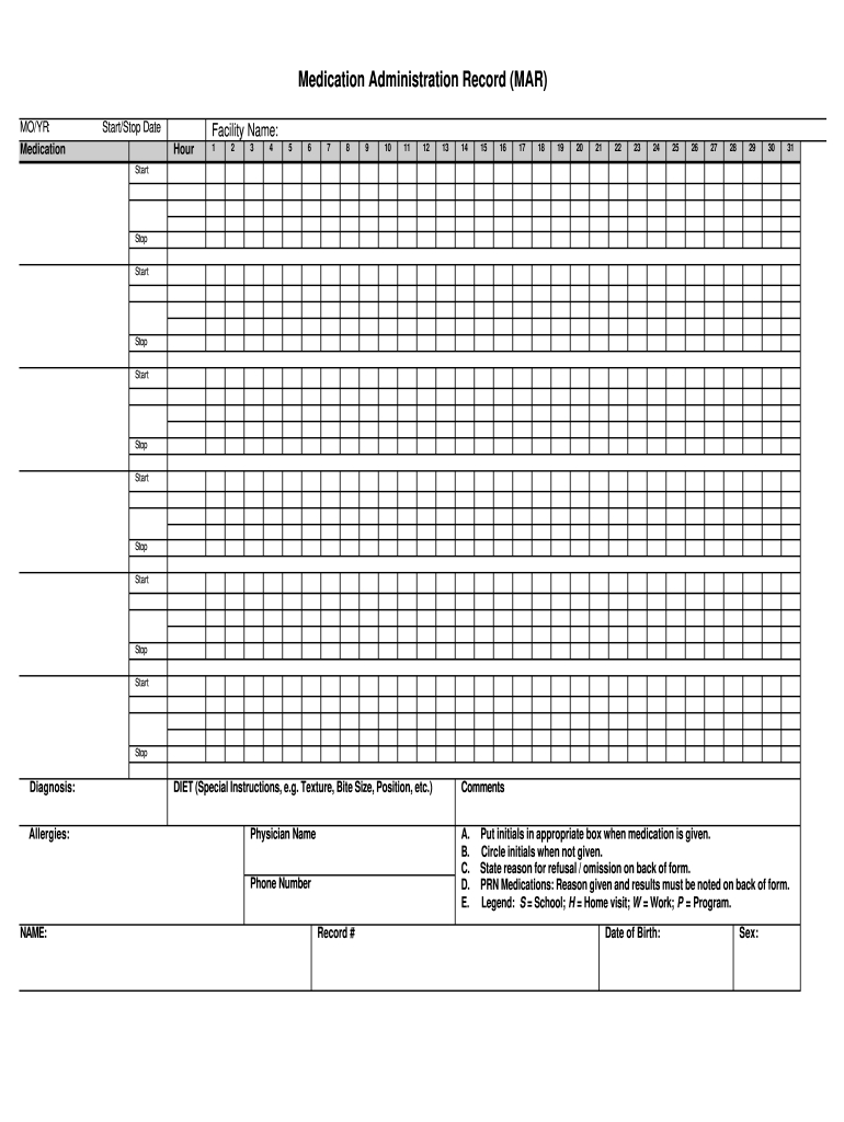 Sdrc Medication Administration Record Mar Form - Fill Online throughout Printable Large Print Medication Administration Record