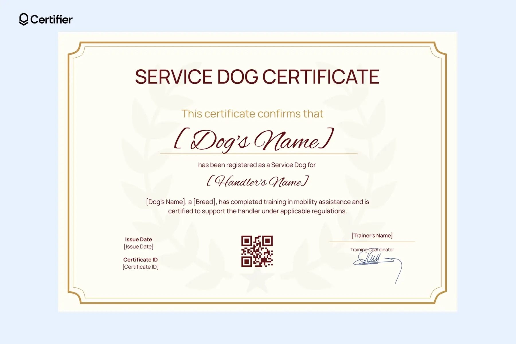 Service Dog Certificate Templates: Free & Customizable with regard to Blank Free Printable Service Dog Certificate