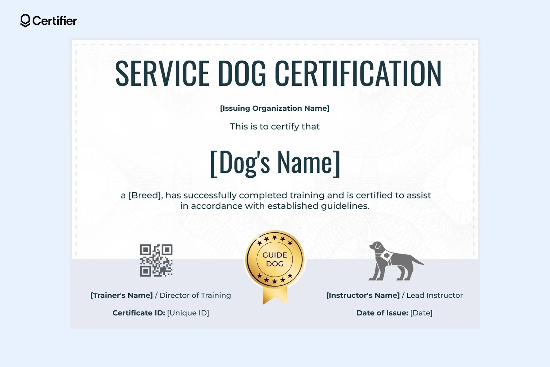 Service Dog Certificate Templates: Free & Customizable within Blank Free Printable Service Dog Certificate