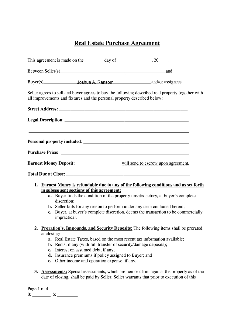 Simple Purchase Agreement Template Word: Fill Out &amp; Sign Online for Real Estate Printable Simple Purchase Agreement Template Word