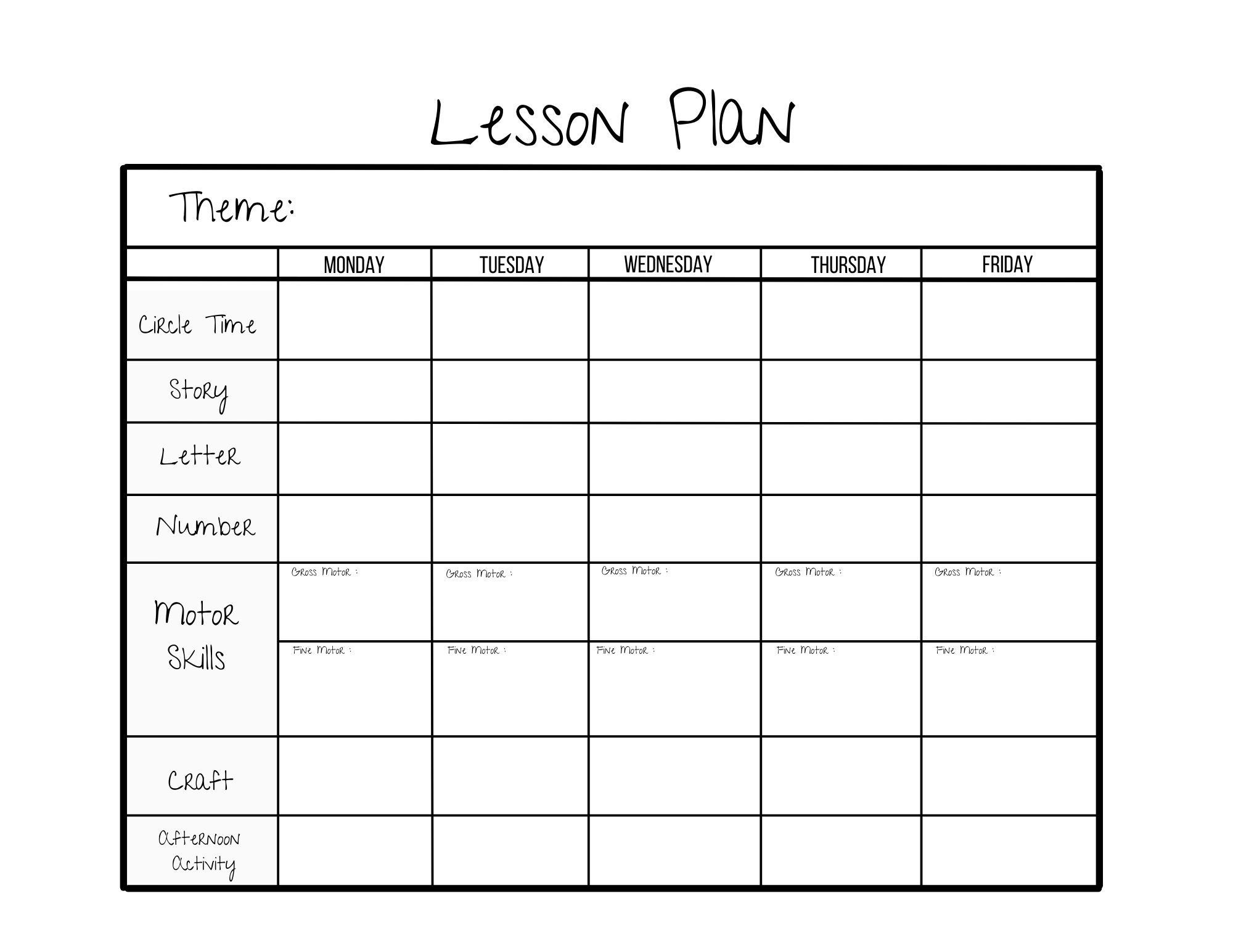 Simple Weekly Lesson Plan Template-Preschool/Prek/ Kindergarten pertaining to Preschool Lesson Plans Free Printable