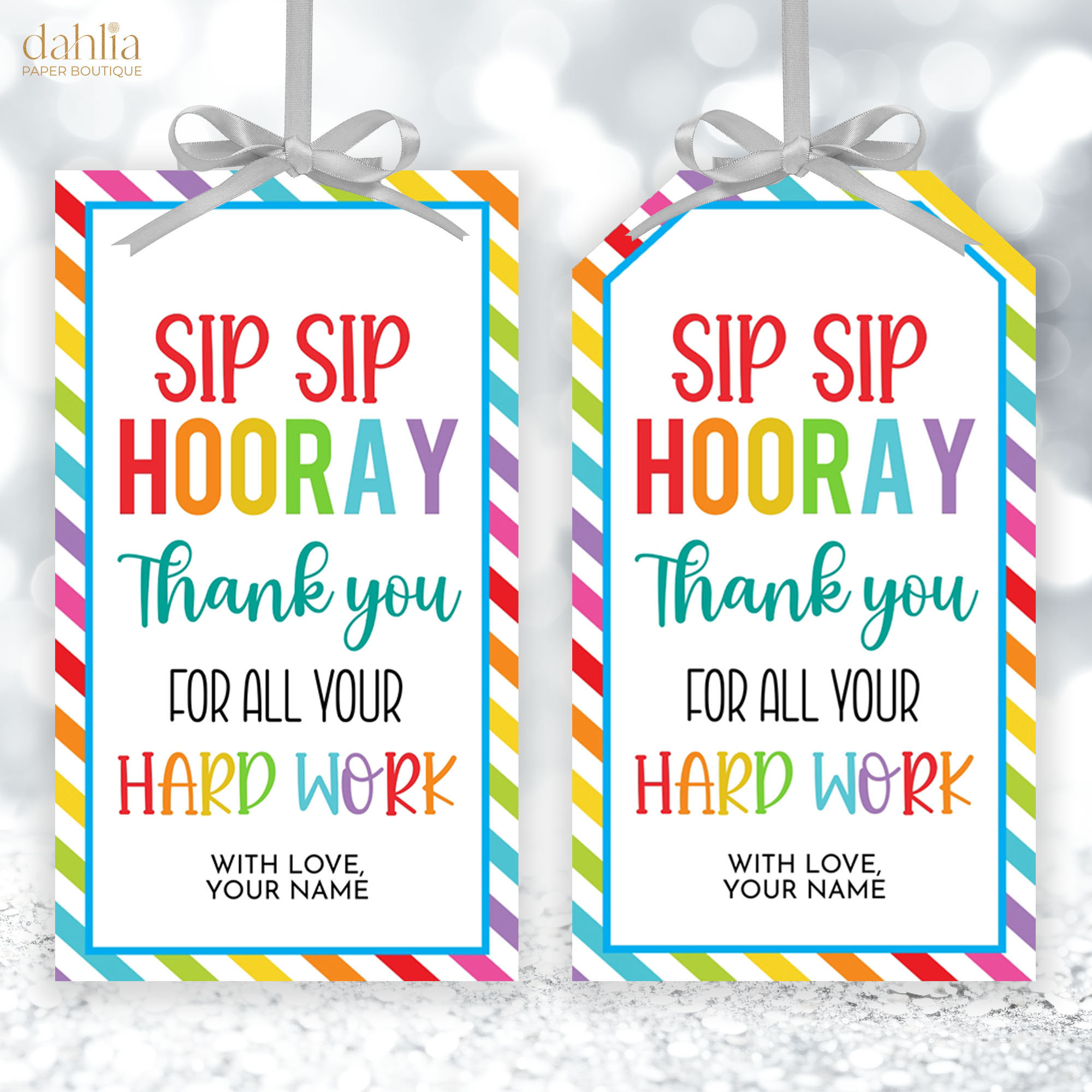 Sip Sip Hooray Favors Tag, Bearbeitbare Wertschätzung Woche for Sip Sip Hooray Free Printable