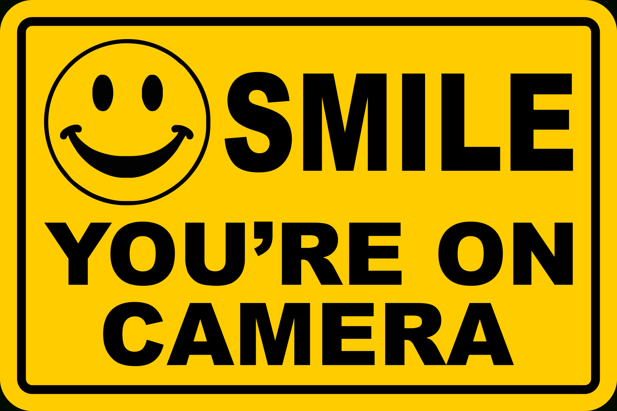 Smile You'Re On Camera Yellow Business Security Sign Cctv Video pertaining to Smile You Re on Camera Sign Printable Free
