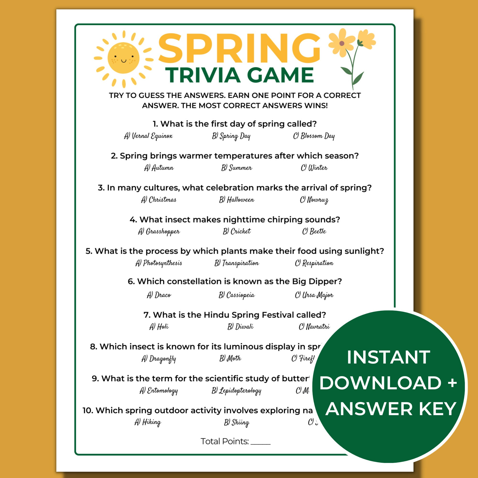 Spring Trivia Game, Printable Spring Games, Fun Spring Activities within Spring Trivia For Seniors Printable