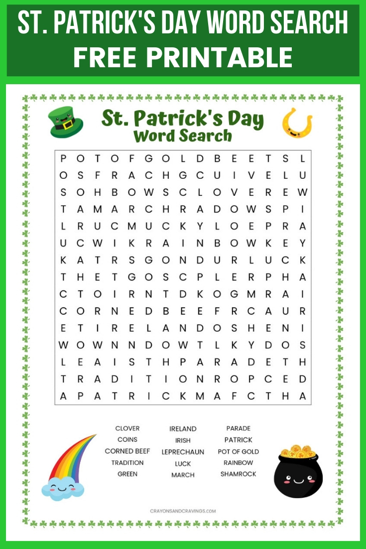 St. Patrick'S Day Word Search Free Printable Worksheet in Free Printable St Patrick's Day Word Search