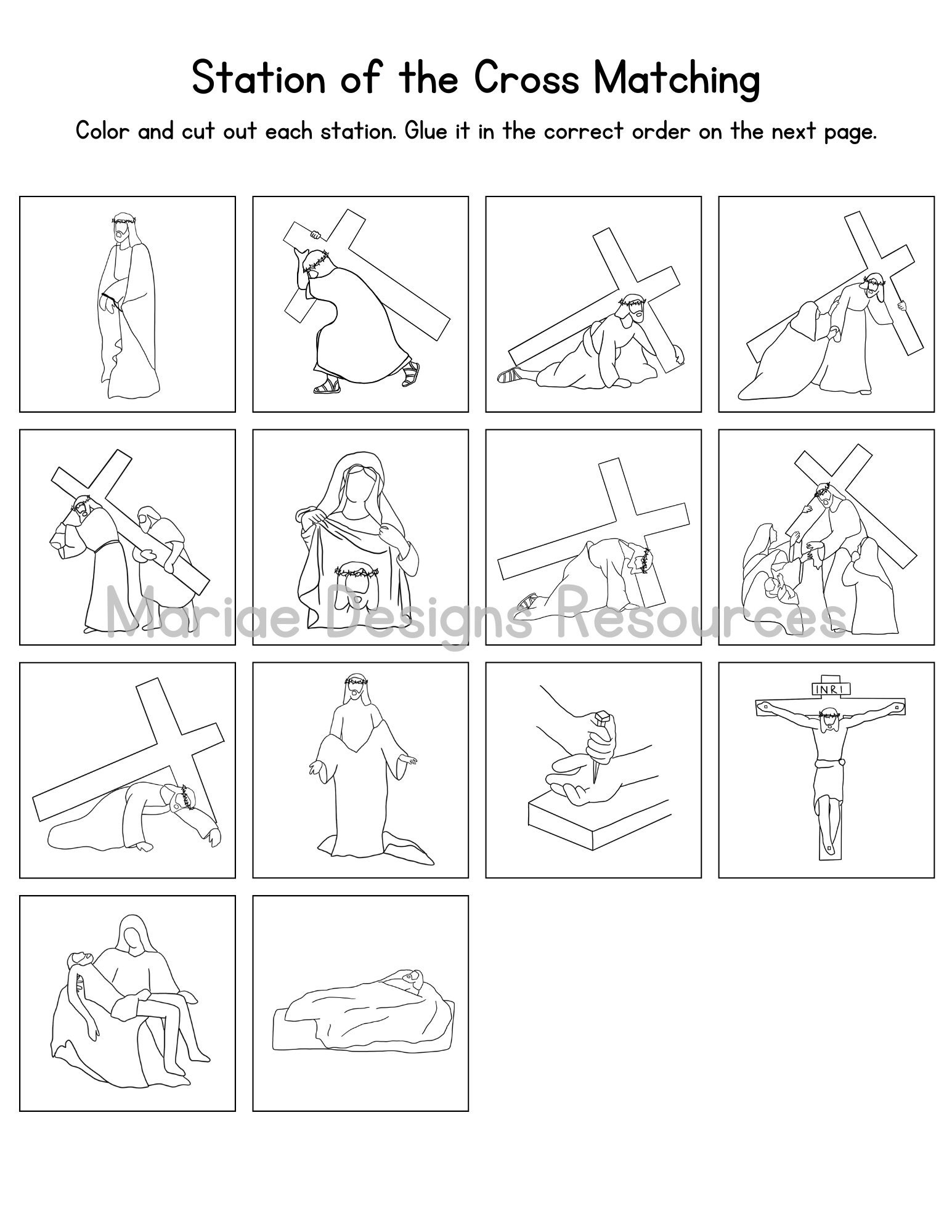 Stations Of The Cross: Lent Matching Activity - Etsy in Stations Of The Cross For Youth Printable