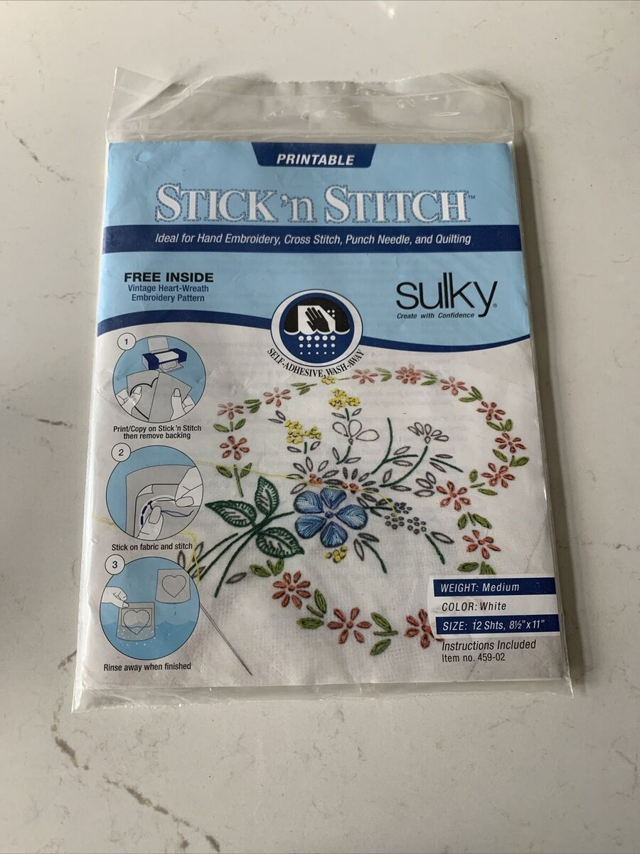 Sulky Stick 'N Stitch Printable Wash-Away 12 Sheets 8.5" X 11 with Sulky Printable Stick And Stitch