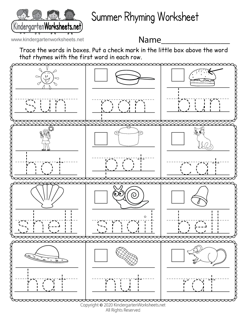 Summer Rhyming Worksheet - Free Printable, Digital, & Pdf with regard to Free Printable Preschool Summer Worksheets
