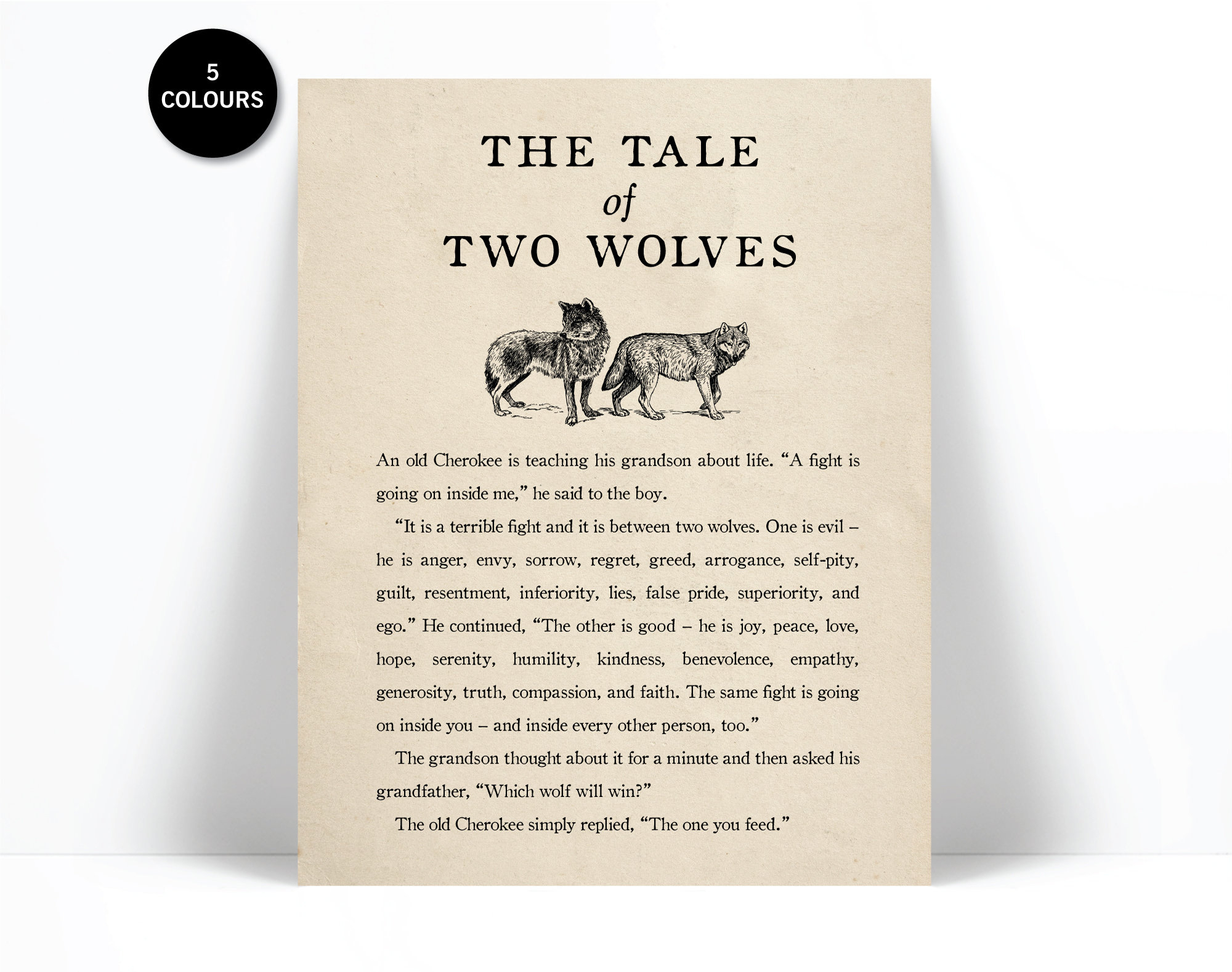 Tale Of Two Wolves Poster - Etsy regarding The Tale of Two Wolves Printable