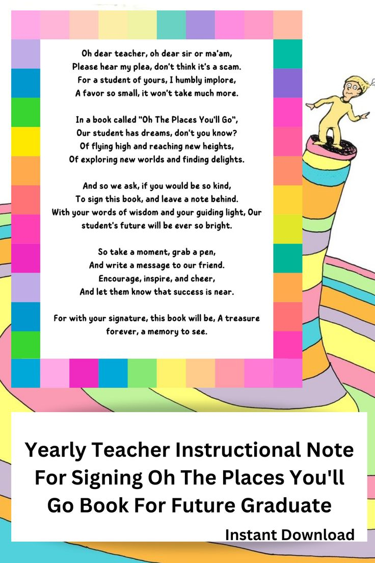 Teacher Letter For Oh The Places You'Ll Go, Letter To Give To in Teacher Printable Oh The Places You Ll Go