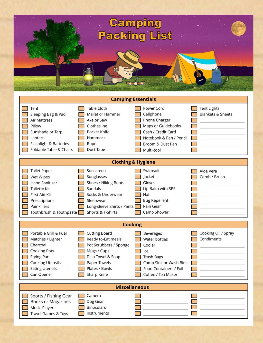 Tent Camping Packing List Printable Wild Camping Packing List with regard to Tent Camping Packing List Printable