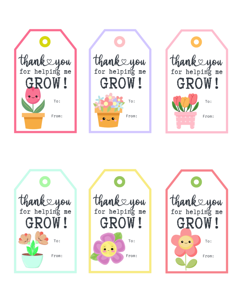 Thank You For Helping Me Grow Free Printable Gift Tags | Baking regarding Thanks For Helping Me Bloom Free Printable