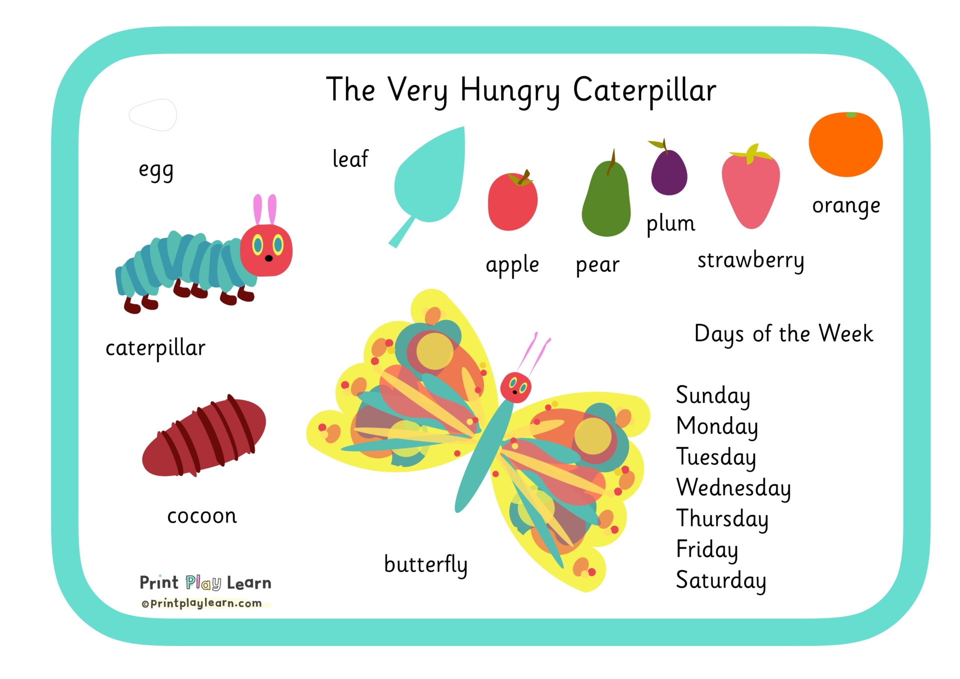 The Very Hungry Caterpillar - Page 1 - Free Teaching Resources regarding Very Hungry Caterpillar Printables Free