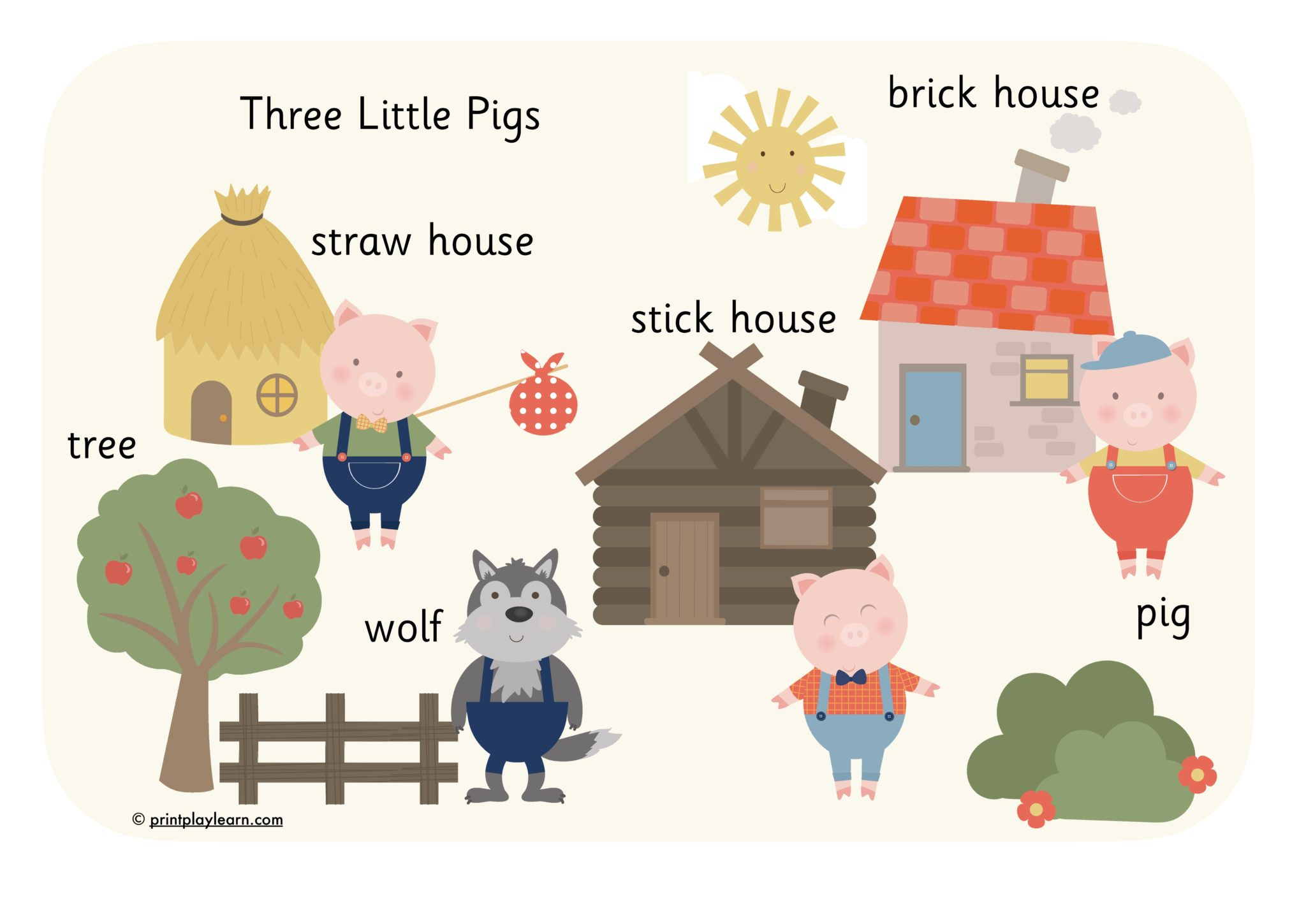 Three Little Pigs Word Mat - Tinted - Printable Teaching Resources intended for Printable the Three Little Pigs Story