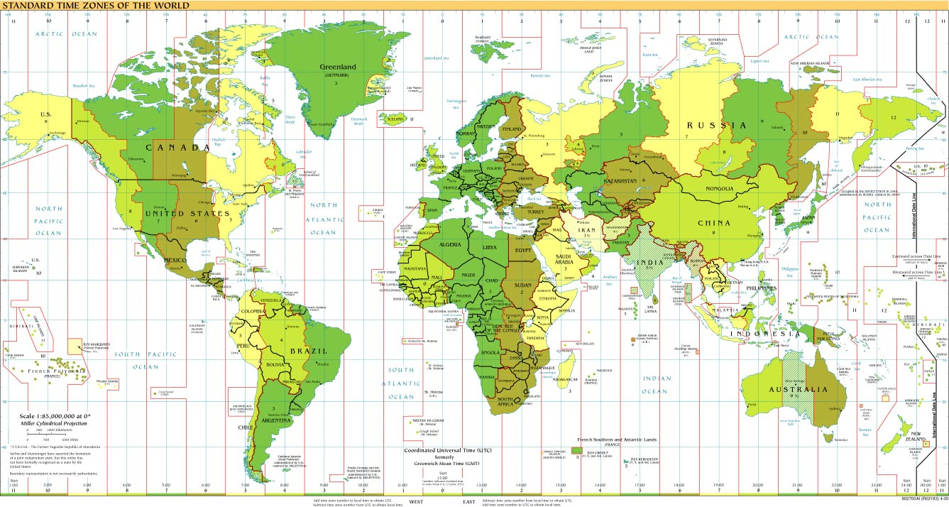 Time Zones Of The World Map (Large Version) inside World Map Of Time Zones Printable