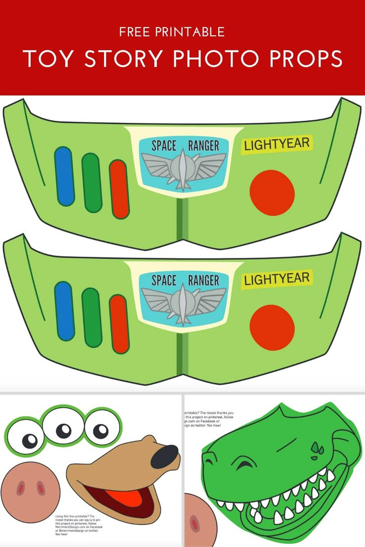 Toy Story Photo Booth Props {Free Printable Pdf} for Printable Buzz Lightyear Chest Template