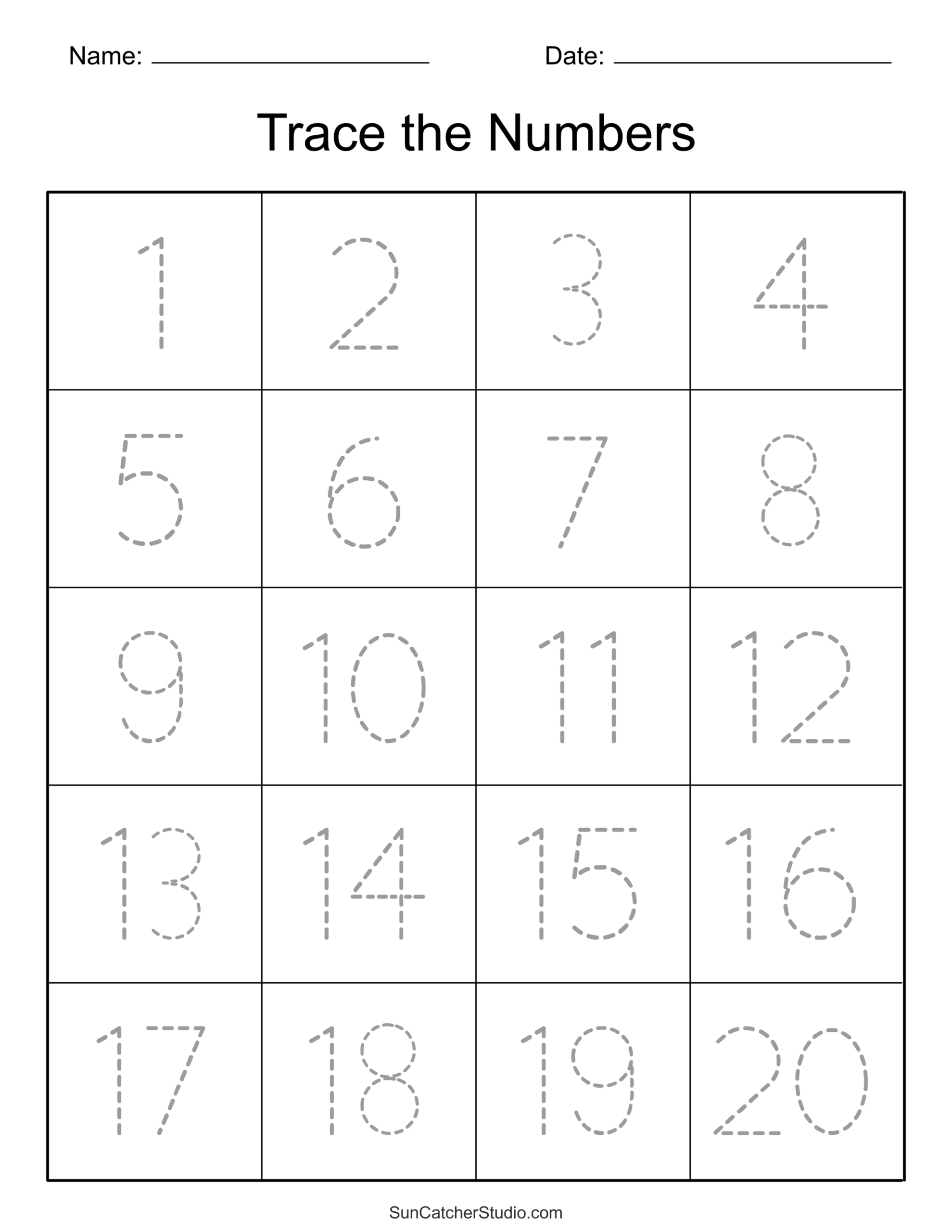 Tracing Numbers (Free Printable Practice Pdf Worksheets) – Free with regard to Free Printable Tracing Worksheets