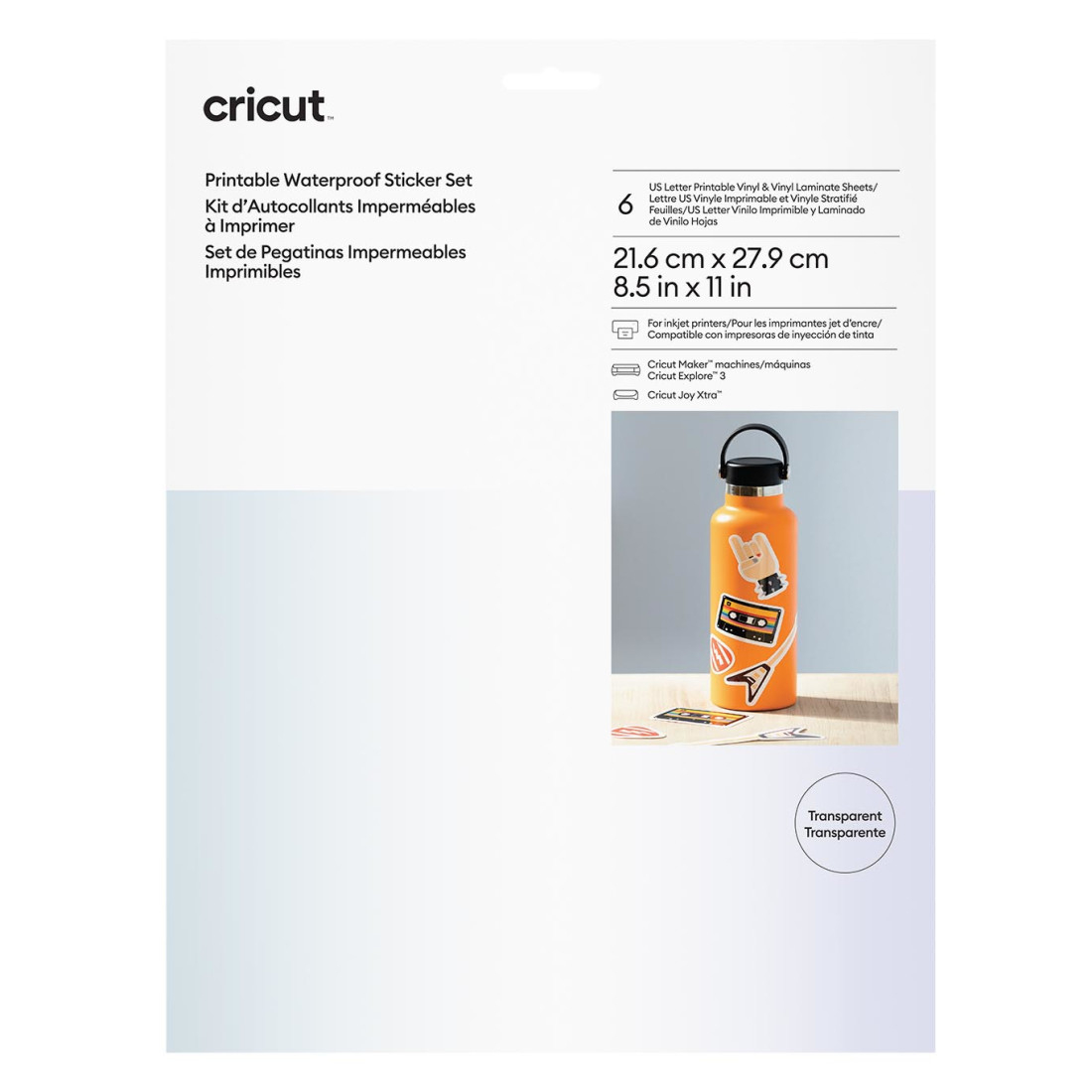Transparent Cricut Waterproof Sticker Set - 6 Sheets in Cricut Waterproof Printable Sticker Paper
