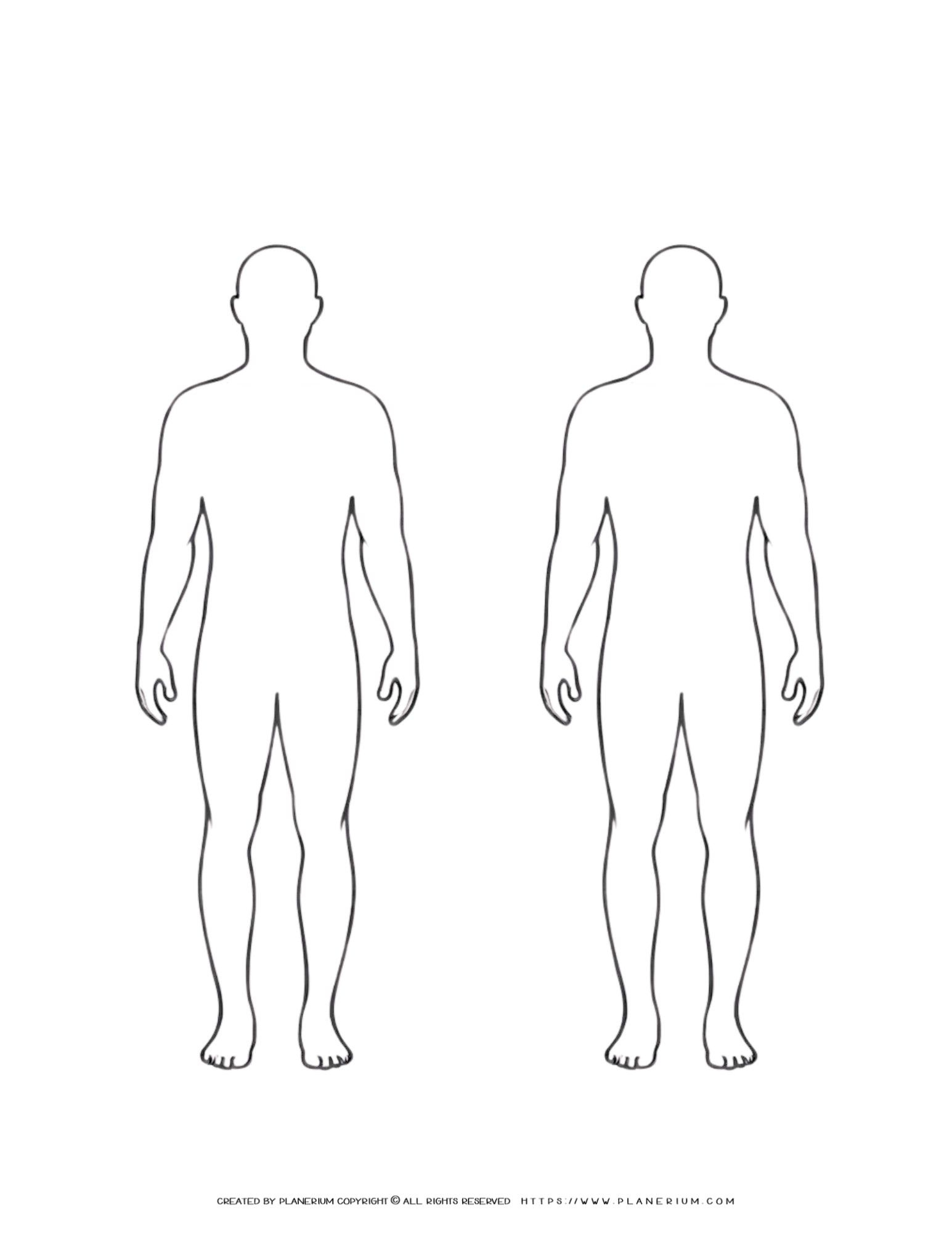 Two Man Human Body Outline Printable For Fun Learning inside Outline Of A Human Body Printable