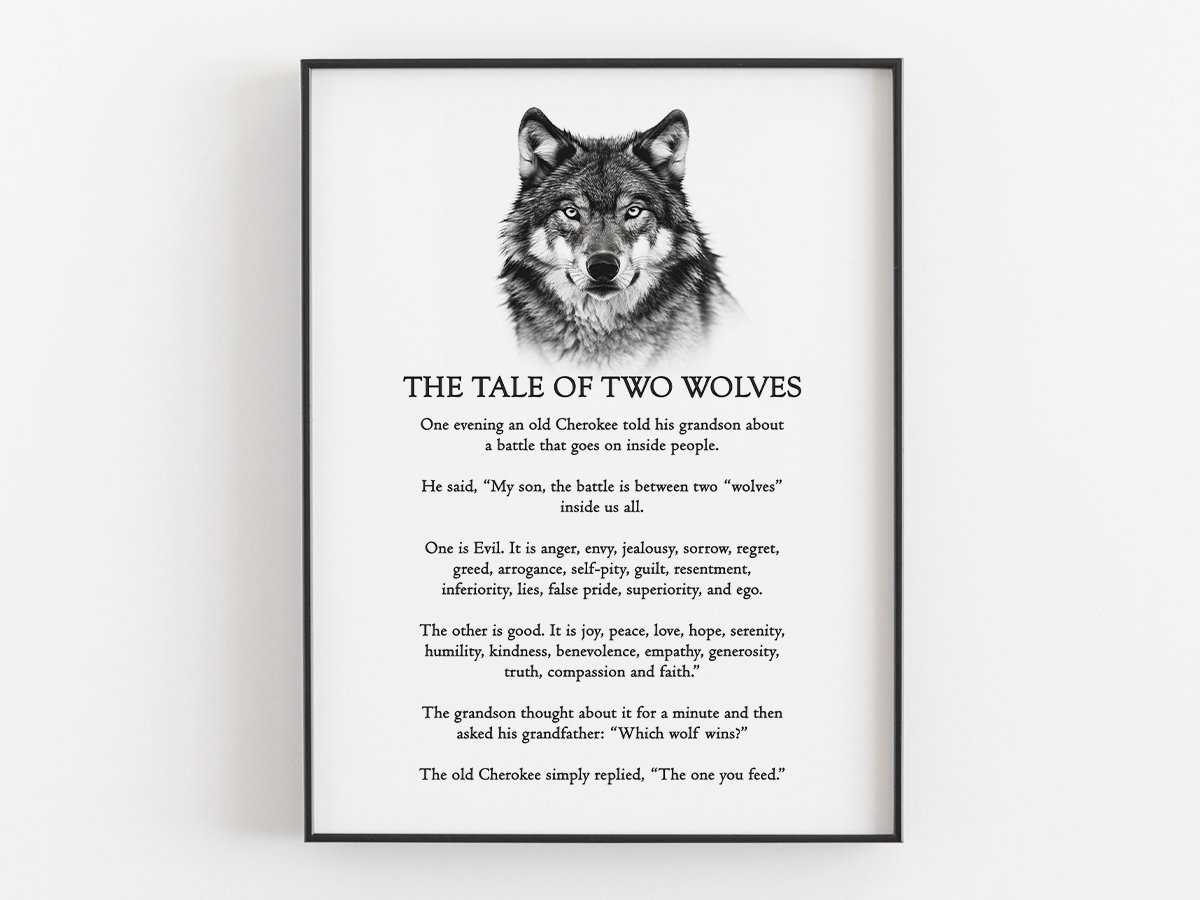 Two Wolves Poster - Etsy.de with regard to The Tale of Two Wolves Printable