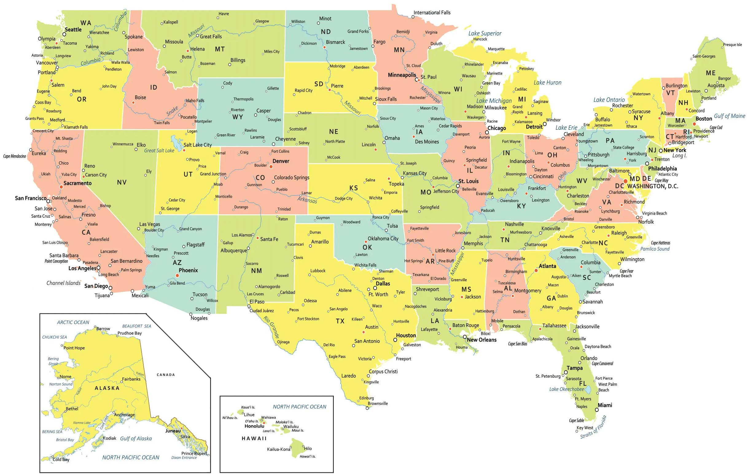 Usa Map With States And Cities - Gis Geography intended for Printable Map Of 50 States