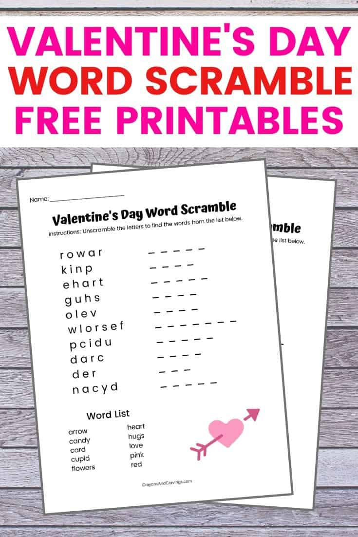 Valentine'S Day Word Scramble Free Printable With Answer Key in Valentine's Day Word Scramble Free Printable