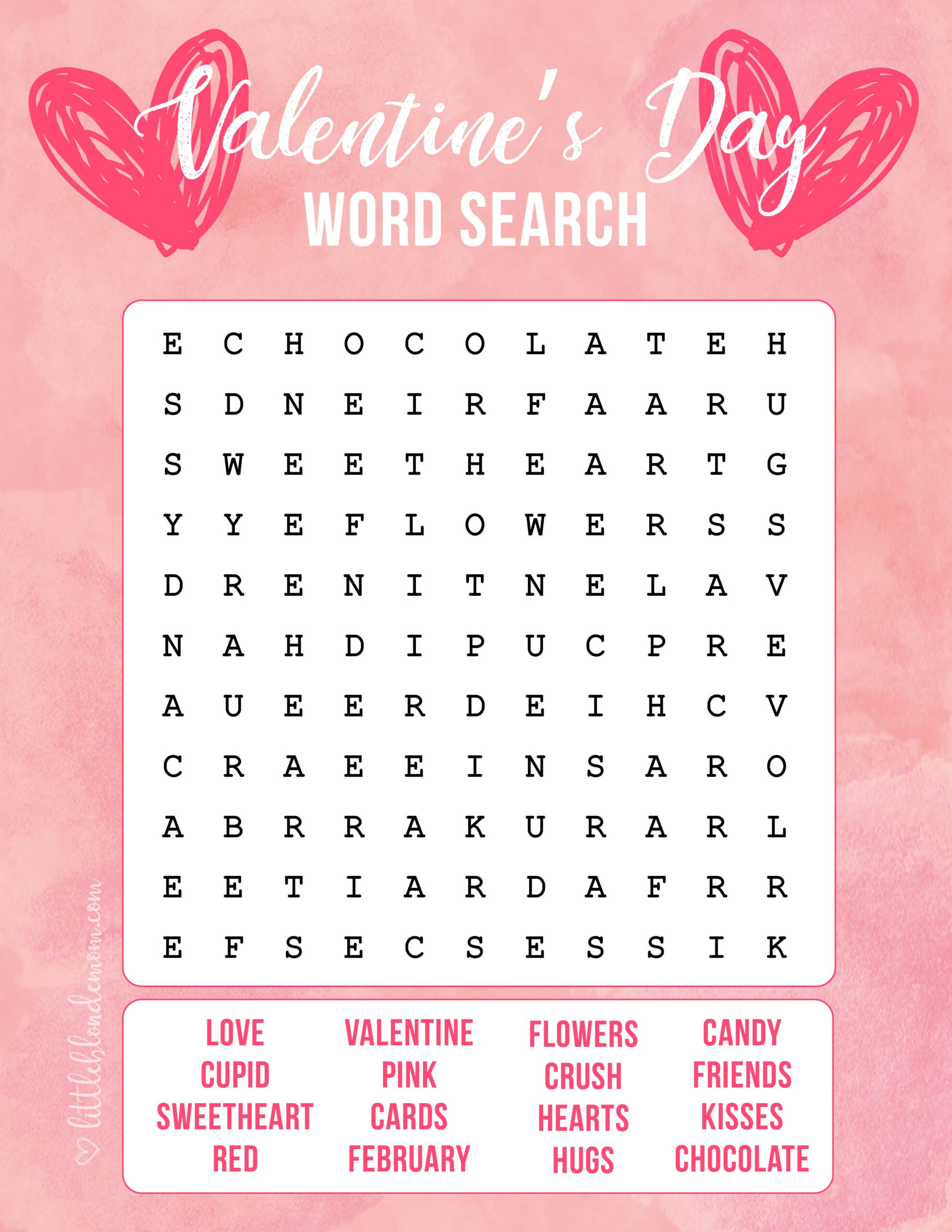 Valentine'S Day Word Search Printable - Little Blonde Mom regarding Valentine'S Day Printable Word Search