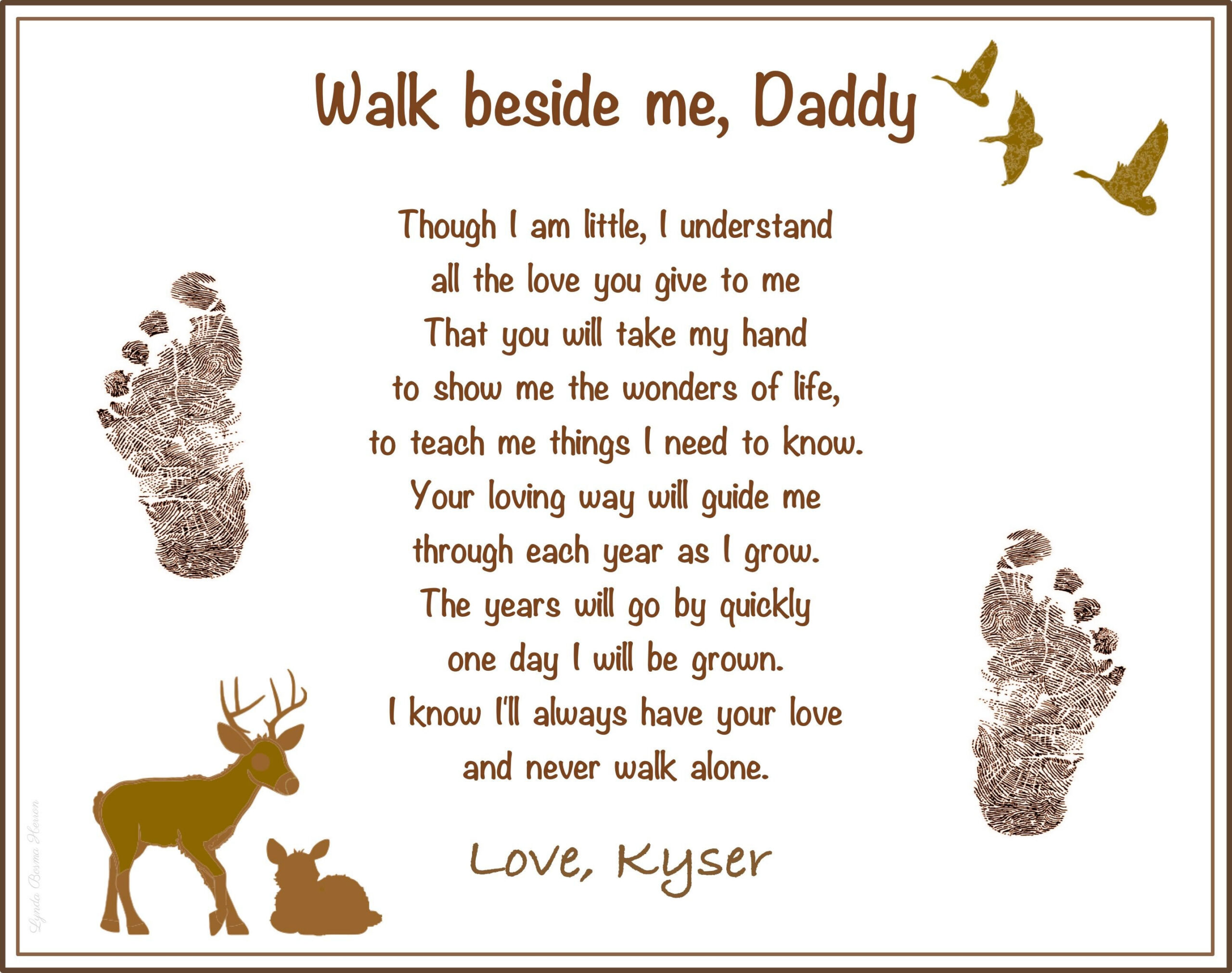 Walk Beside Me Daddy© Poem 8X10" Print | Personalized With Baby'S / Child'S Footprints | First Father'S Day Shower Christmas inside Walk With Me Daddy Poem Printable
