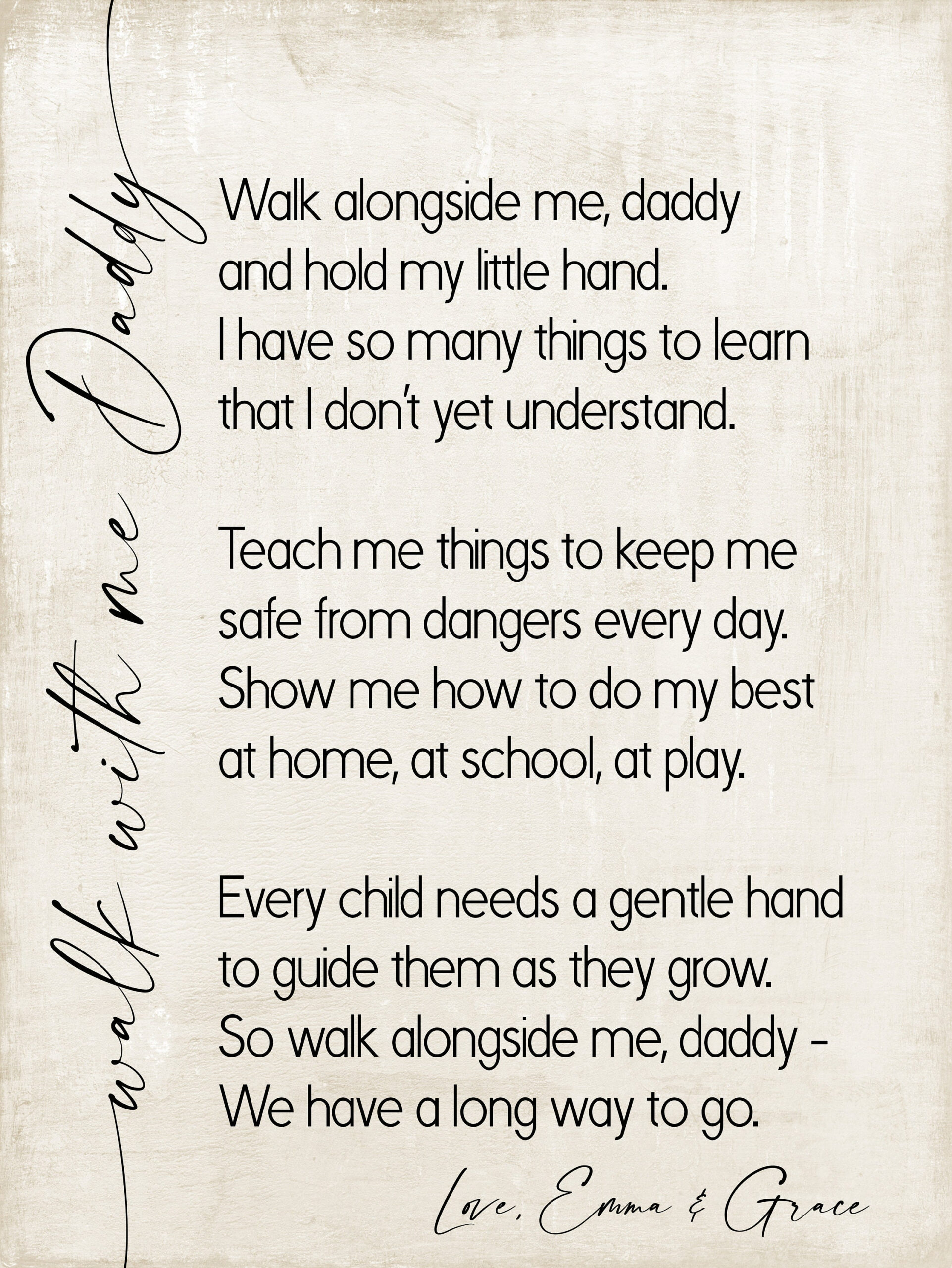 Walk With Me Daddy Gedicht Metalldruck Auf Altholzrahmen-Geschenk for Walk with Me Daddy Printable Poem