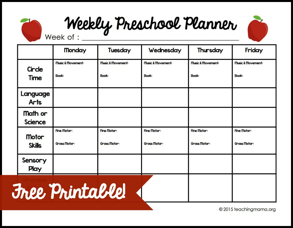 Weekly Preschool Lesson Plan Template Lessons, Worksheets And with regard to Preschool Lesson Plans Free Printable
