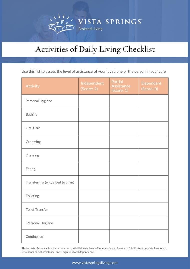 What Is An Adl Checklist? regarding Printable Activities Of Daily Living Checklist