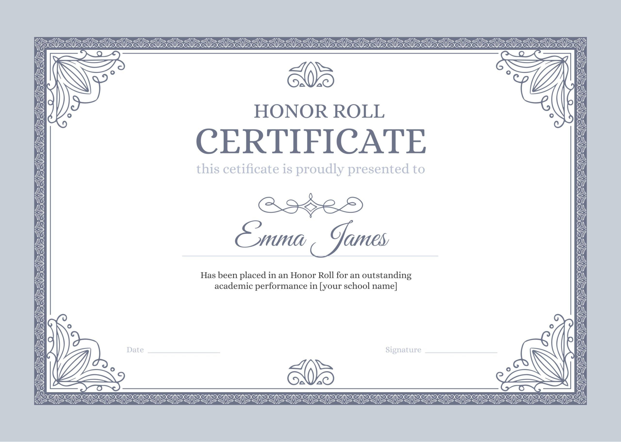 What Is Honor Roll Certificate? +7 Free Editable Templates | Sertifier for Free Printable Honor Roll Certificate
