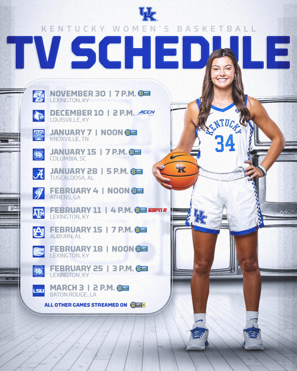 Wildcats' Tip Times, Tv Designations Released – Bluegrass Sports inside Uk Women's Basketball Schedule 24 25 Printable