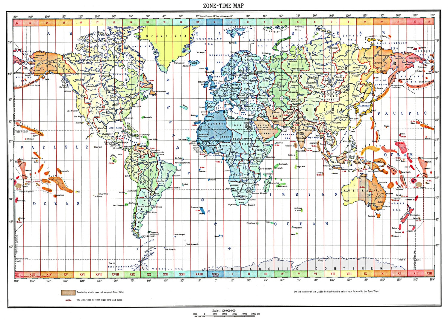 World Map Of The Time Zones Full Color 1893 Print Poster pertaining to World Map Of Time Zones Printable