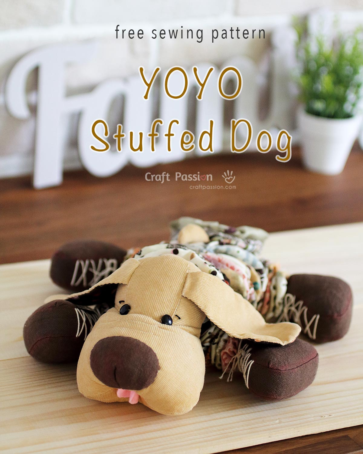 Yoyo Stuffed Dog Sewing Pattern - Free Pattern • Craft Passion with regard to Template Free Printable Stuffed Dog Pattern