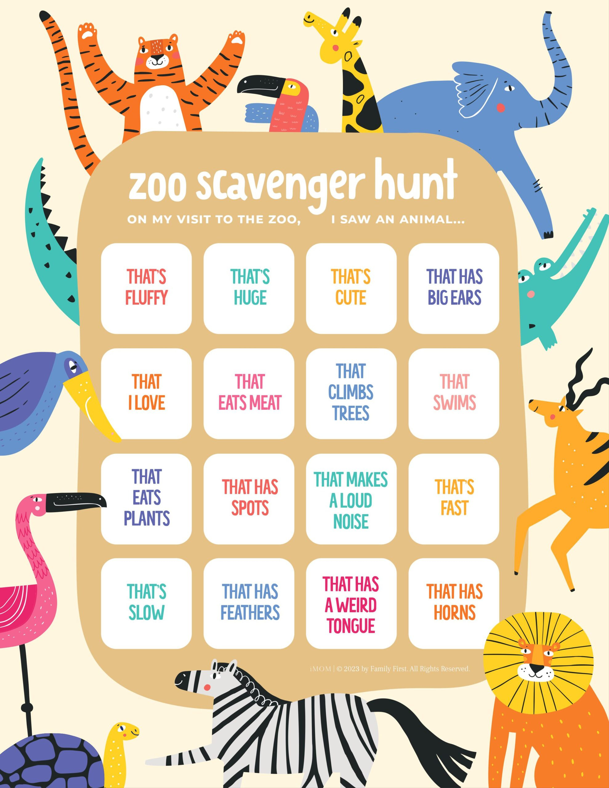 Zoo Scavenger Hunt - Imom regarding Zoo Scavenger Hunt Printable Free
