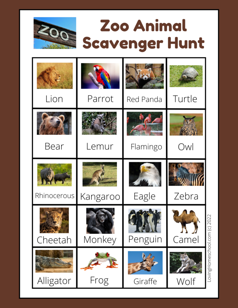 Zoo Scavenger Hunt - Lovinghomeschool pertaining to Animal Scavenger Hunt Printable Free