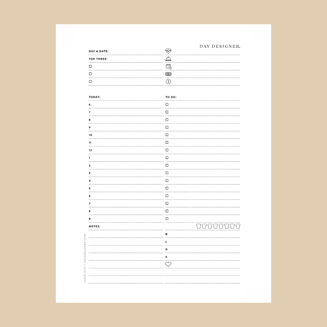 A Daily Planning Page  Day Designer  Free Download