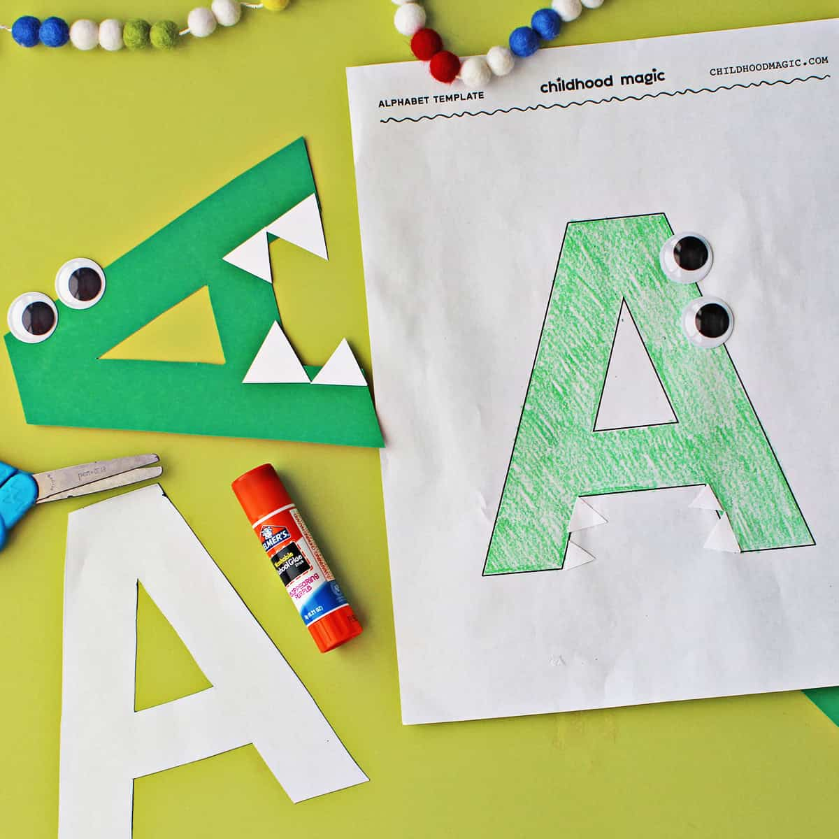 A is for Alligator- Free Printable Letter A Craft - Childhood Magic