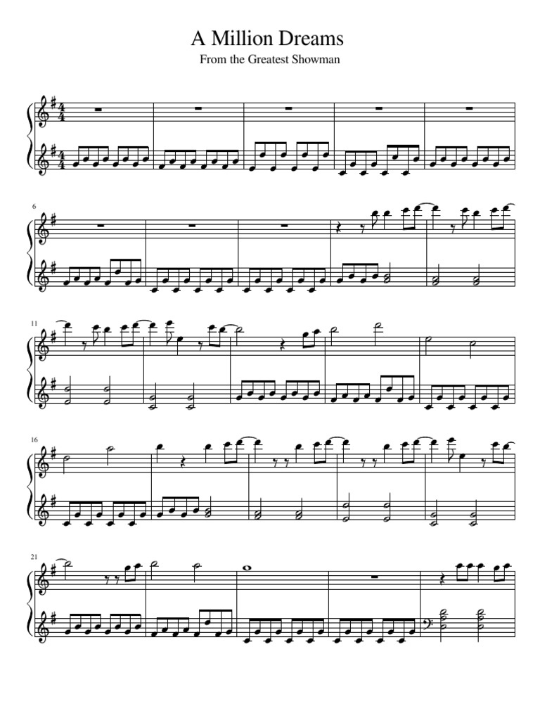 A Million Dreams - Easy Piano PDF A Million Dreams - Easy Piano PDF