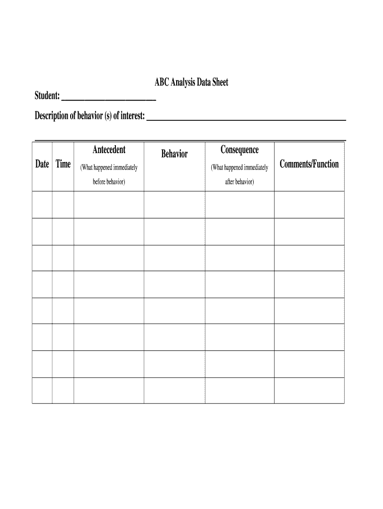 ABC Analysis Data Sheet Form - Fill Online, Printable, Fillable ABC Analysis Data Sheet Form - Fill Online, Printable, Fillable