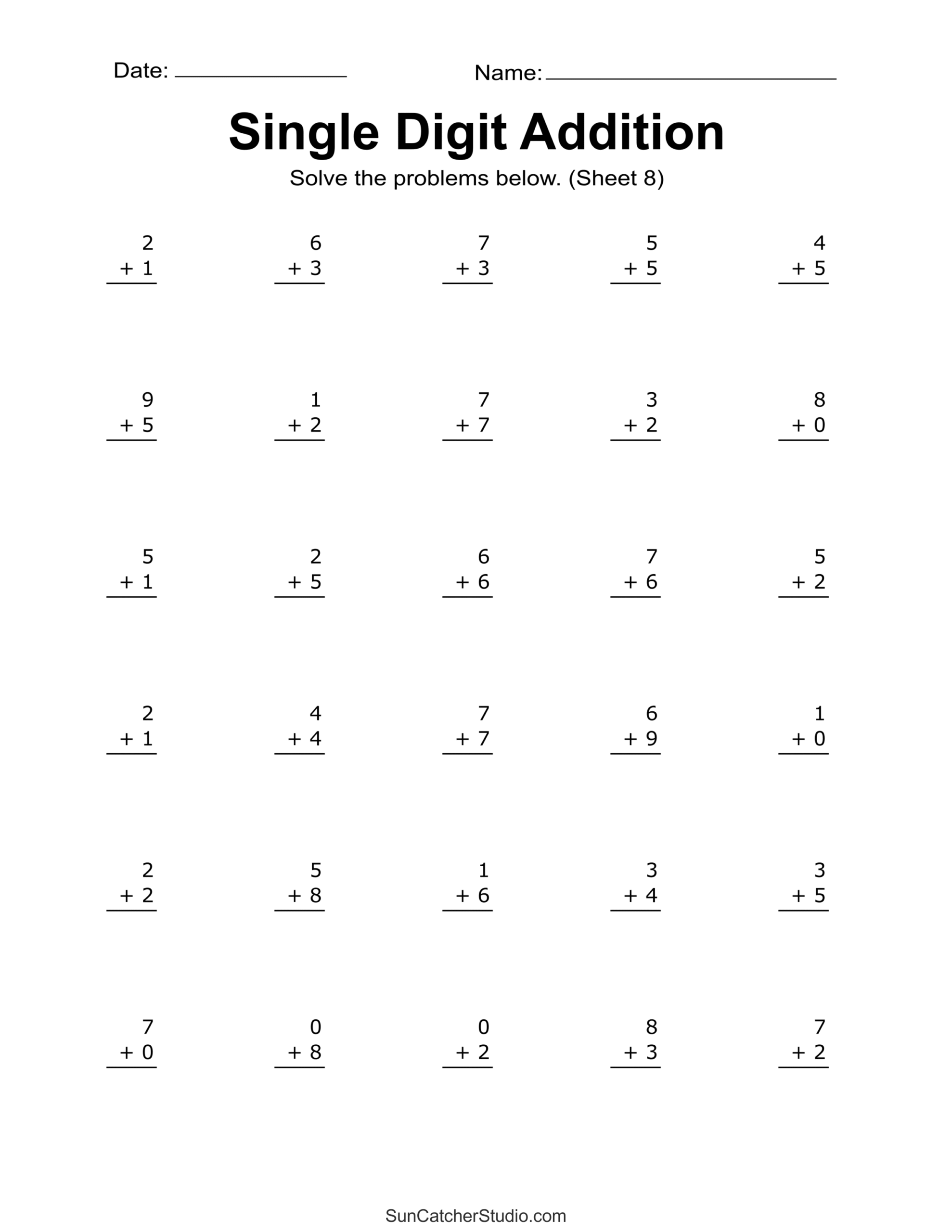 Addition Worksheets (Free Printable Easy Math Problems) – Free