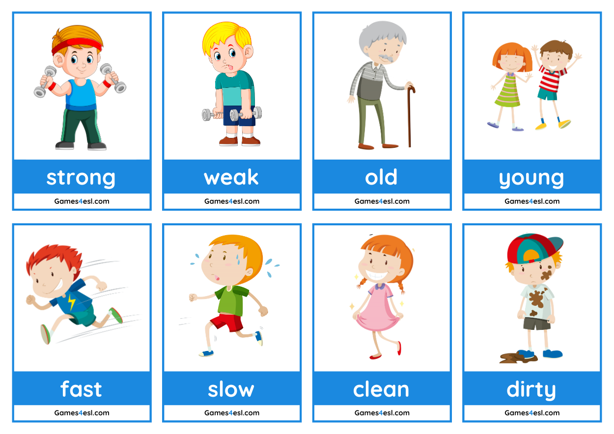 Adjective Flashcards For Kids  Gamesesl